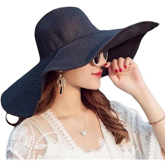 Itopfox Women\'s Beachwear Sun Hat Striped Straw Hat Floppy Big Brim Hat main image 6